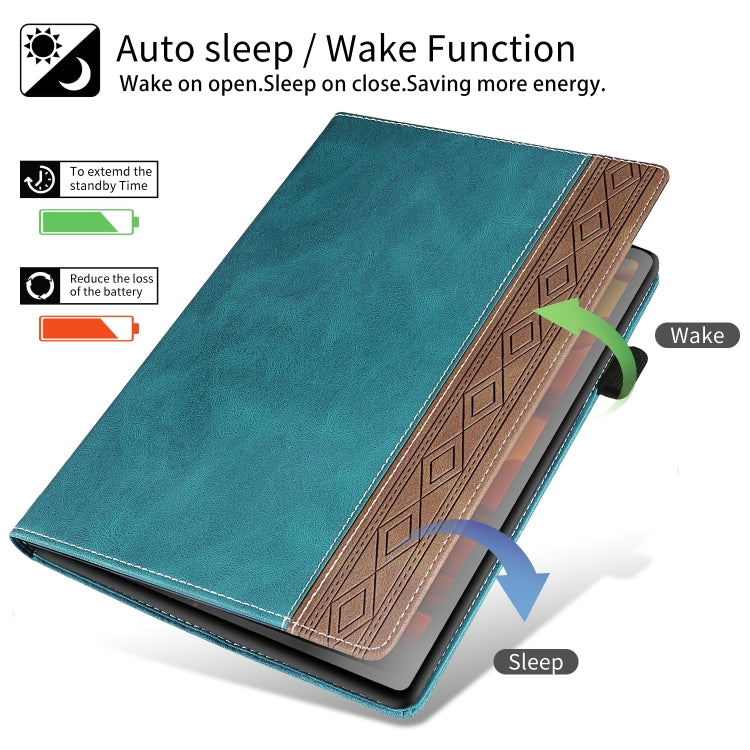 For Lenovo Tab M10 Plus 3rd Gen Splicing Series Tablet Leather Case(Dark Green) - Lenovo by PMC TechLife | Online Shopping South Africa | PMC TechLife | Buy Now Pay Later Mobicred