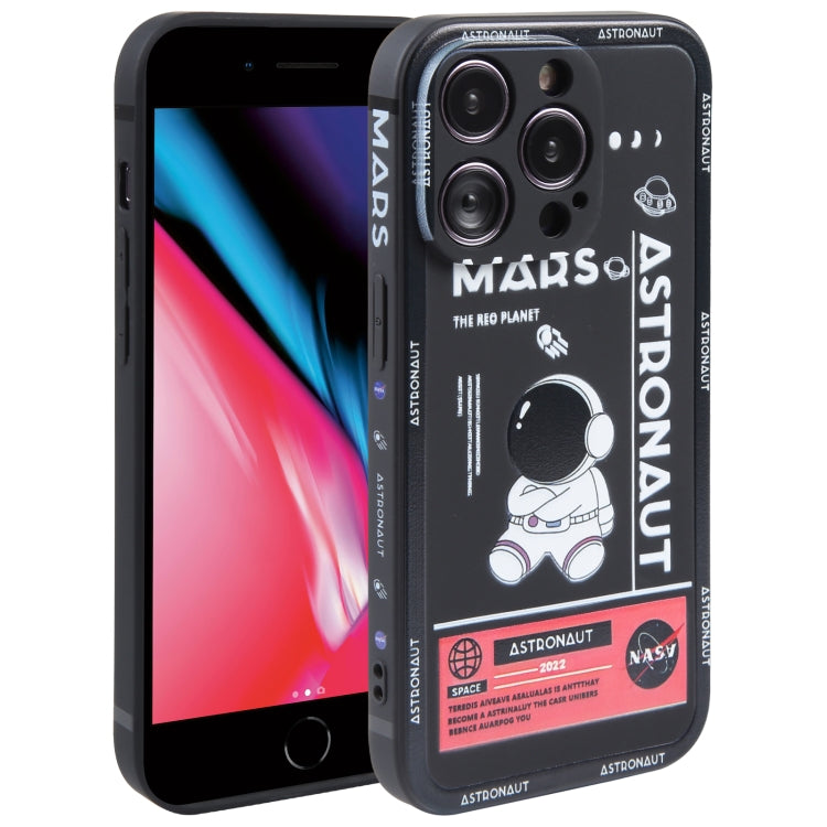 For iPhone SE 2022 / 2020 / 7 / 8 Astronaut Pattern Silicone Straight Edge Phone Case(Mars Astronaut-Black) - iPhone SE 2022 / 2020 / 8 / 7 Cases by PMC Jewellery | Online Shopping South Africa | PMC Jewellery