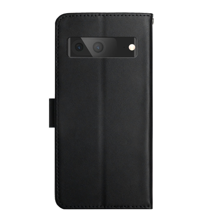 For Google Pixel 7A HT02 Genuine Leather Fingerprint-proof Flip Phone Case(Black) - Google Cases by PMC TechLife | Online Shopping South Africa | PMC TechLife | Buy Now Pay Later Mobicred