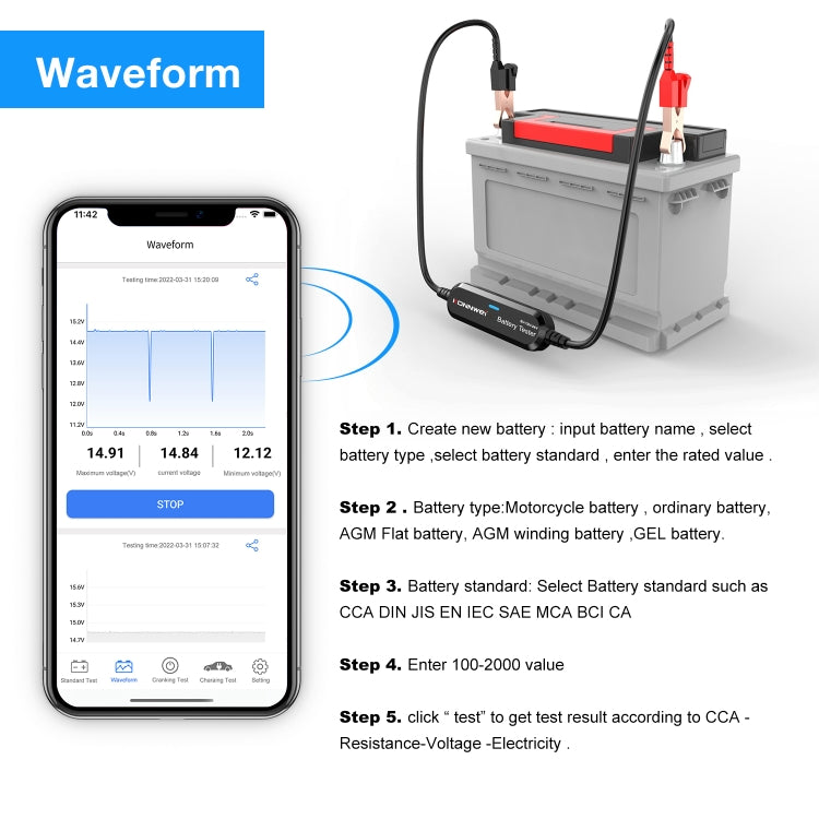 KONNWEI BK200 6V/12V/24V Car Bluetooth Battery Tester(Black) - Electronic Test by KONNWEI | Online Shopping South Africa | PMC Jewellery | Buy Now Pay Later Mobicred