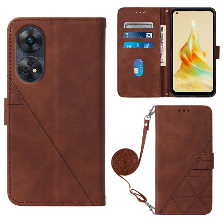 For OPPO  Reno 8T 4G Global Crossbody 3D Embossed Flip Leather Phone Case(Brown) - OPPO Cases by PMC Jewellery | Online Shopping South Africa | PMC Jewellery | Buy Now Pay Later Mobicred