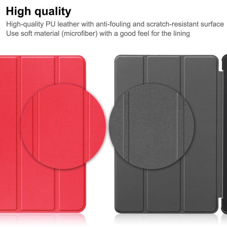 For Blackview Oscal Pad 10 Custer Pure Color 3-Fold Holder Smart Leather Tablet Case(Red) - free shipping - PMC TechLife - Order now!