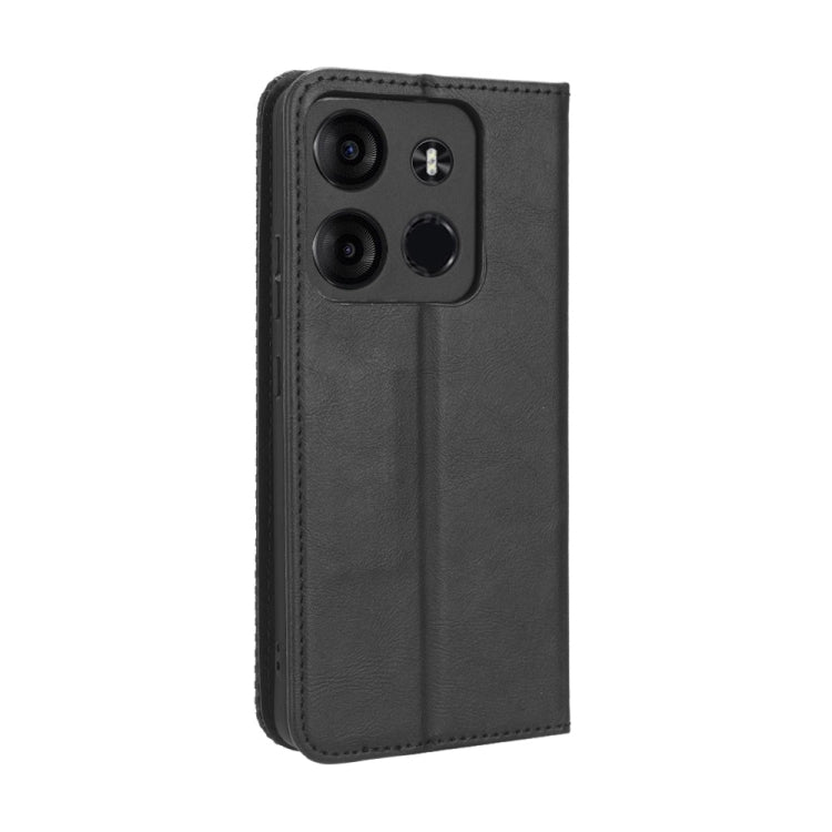 For Tecno Spark Go 2023 Magnetic Buckle Retro Texture Leather Phone Case(Black) - Tecno Cases by PMC Jewellery | Online Shopping South Africa | PMC Jewellery