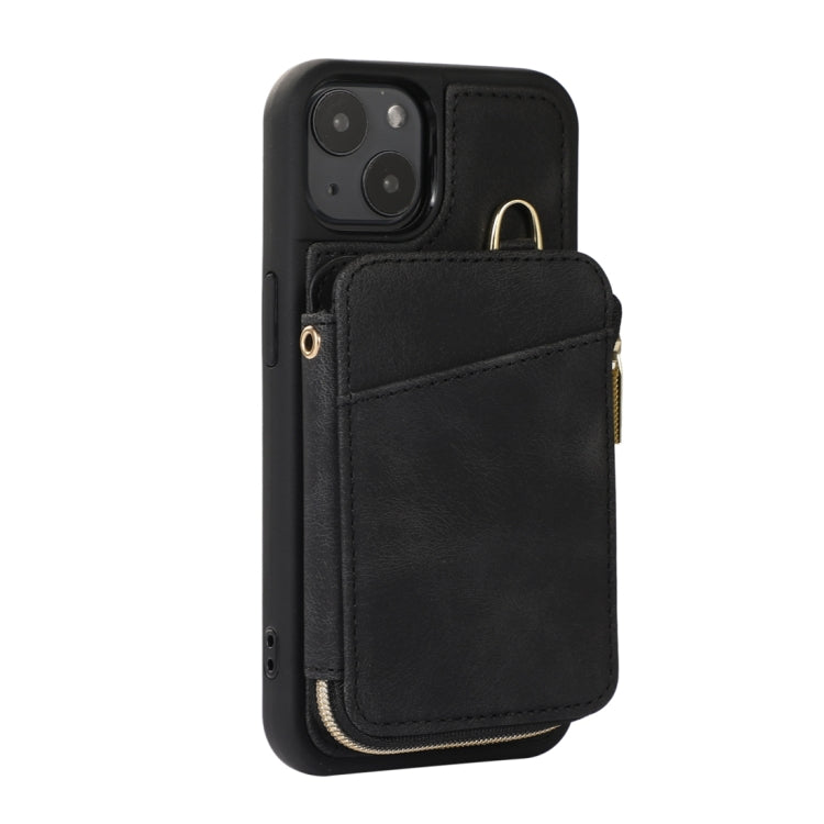 For iPhone 14 Zipper Card Bag Back Cover Phone Case(Black) - iPhone 14 Cases by PMC Jewellery | Online Shopping South Africa | PMC Jewellery