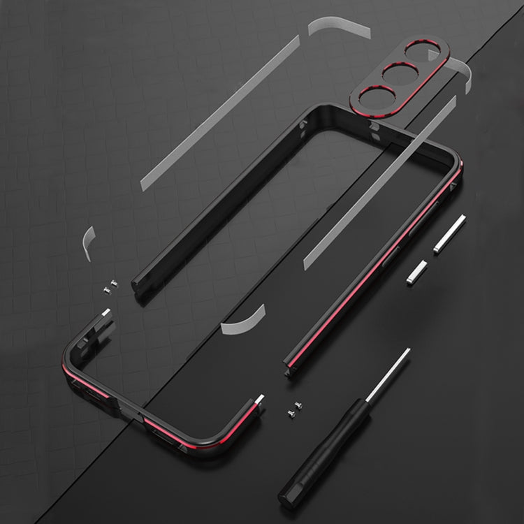 For Samsung Galaxy S23 5G Aurora Series Lens Protector + Metal Frame Phone Case(Black Silver) - Galaxy S23 5G Cases by PMC TechLife | Online Shopping South Africa | PMC TechLife