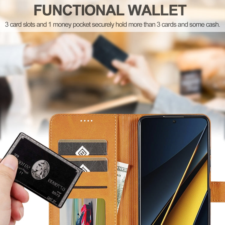 For Xiaomi Poco X6 Pro LC.IMEEKE Calf Texture Leather Phone Case(Brown) - Xiaomi Cases by LC.IMEEKE | Online Shopping South Africa | PMC TechLife | Buy Now Pay Later Mobicred