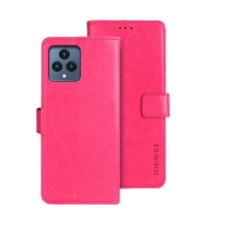 For T-Mobile REVVL 6 5G idewei Crazy Horse Texture Leather Phone Case with Holder(Rose Red) - More Brand by idewei | Online Shopping South Africa | PMC Jewellery | Buy Now Pay Later Mobicred