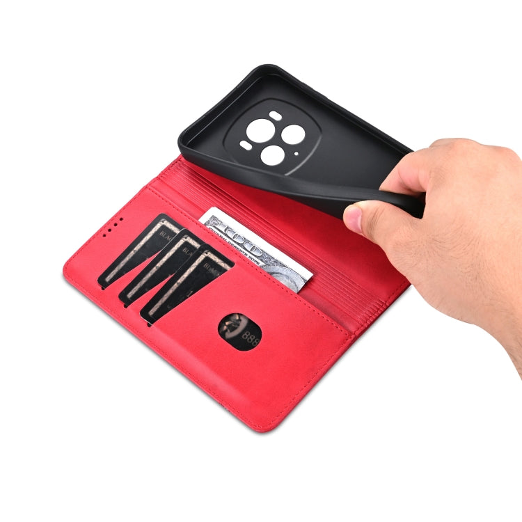 For Honor Magic6 Pro AZNS Magnetic Calf Texture Flip Leather Phone Case(Red) - free shipping - PMC Jewellery - Order now!