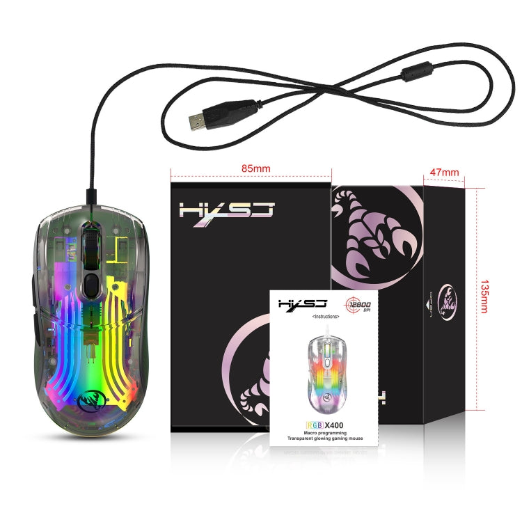 X400 7 Keys Transparent RGB Wired Gaming Mouse (Black) - Wired Mice by REMAX | Online Shopping South Africa | PMC Jewellery | Buy Now Pay Later Mobicred