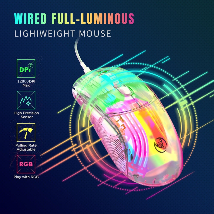 X400 7 Keys Transparent RGB Wired Gaming Mouse - Wired Mice by PMC Jewellery | Online Shopping South Africa | PMC Jewellery | Buy Now Pay Later Mobicred