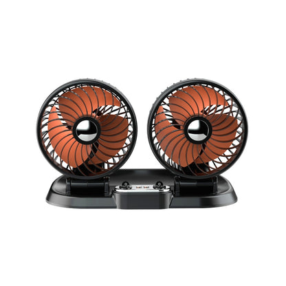 F622U Car Creative Folding Rotatable Double Head Electric Cooling Fan with Dual USB Charging Port, Style:24V Cigarette Lighter - Heating & Fans by PMC Jewellery | Online Shopping South Africa | PMC Jewellery | Buy Now Pay Later Mobicred