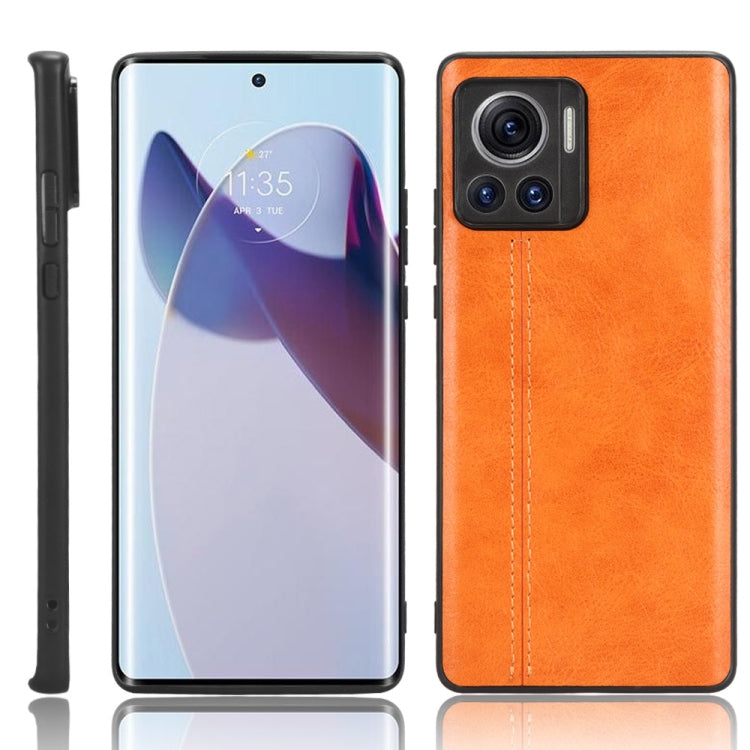 For Motorola Edge 30 Ultra / Moto X30 Pro Sewing Cow Pattern Skin PC + PU + TPU Phone Case(Orange) - Motorola Cases by PMC Jewellery | Online Shopping South Africa | PMC Jewellery