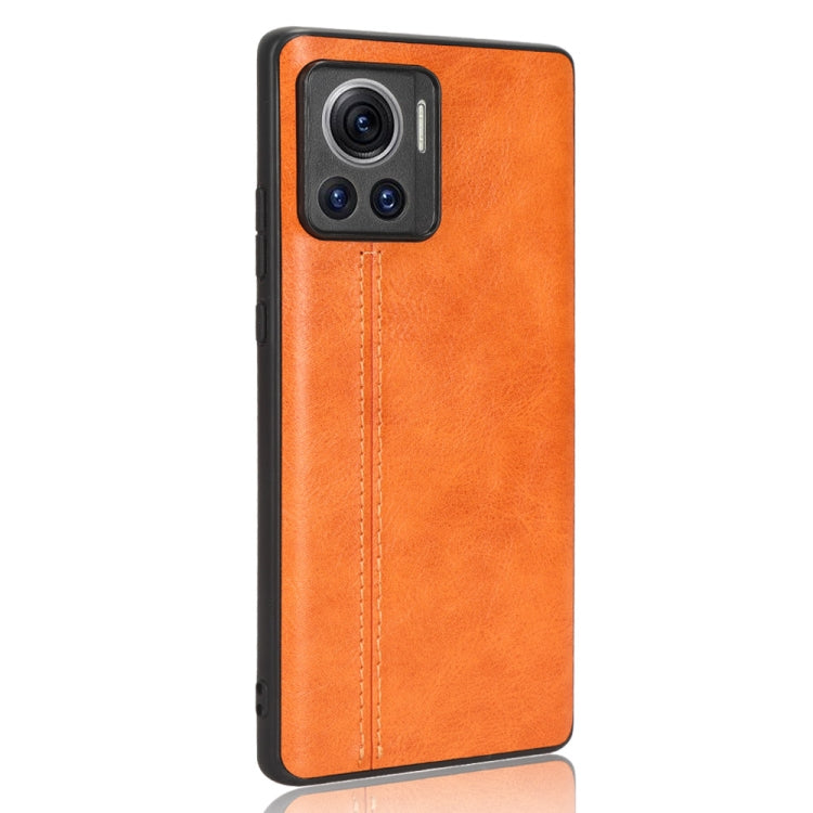 For Motorola Edge 30 Ultra / Moto X30 Pro Sewing Cow Pattern Skin PC + PU + TPU Phone Case(Orange) - Motorola Cases by PMC Jewellery | Online Shopping South Africa | PMC Jewellery