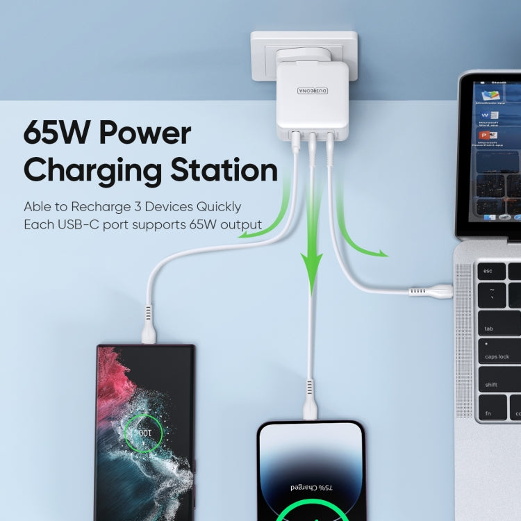 DUZZONA T9 65W Dual USB-C / Type-C+USB GaN Fast Charger, Specification:UK Plug - USB Charger by DUZZONA | Online Shopping South Africa | PMC Jewellery | Buy Now Pay Later Mobicred