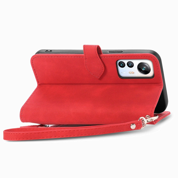 For Blackview A85 Embossed Flower Zipper Leather Phone Case(Red) - More Brand by PMC Jewellery | Online Shopping South Africa | PMC Jewellery | Buy Now Pay Later Mobicred