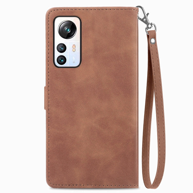 For Blackview A85 Embossed Flower Zipper Leather Phone Case(Brown) - More Brand by PMC Jewellery | Online Shopping South Africa | PMC Jewellery | Buy Now Pay Later Mobicred