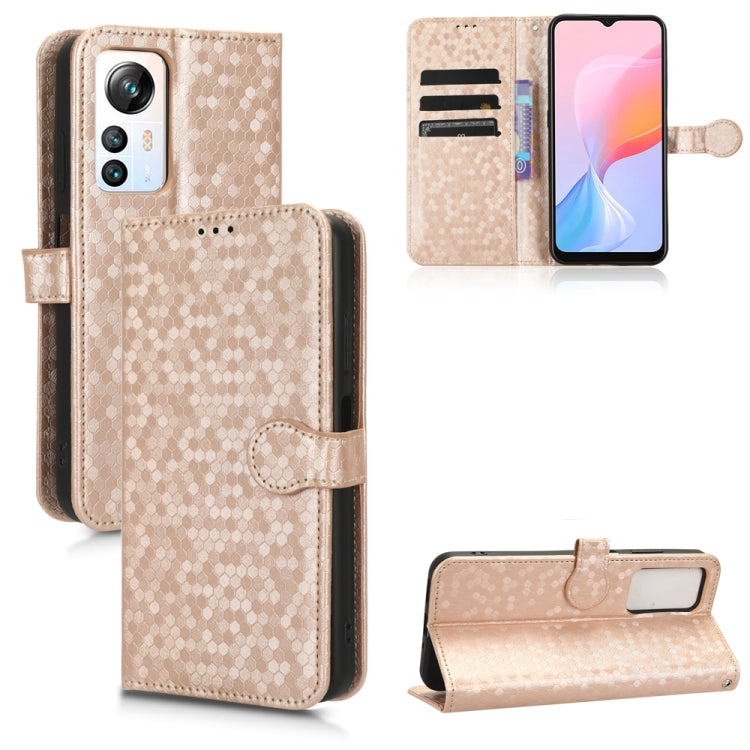 For Blackview A85 Honeycomb Dot Texture Leather Phone Case(Gold) - free shipping - PMC TechLife - Order now!