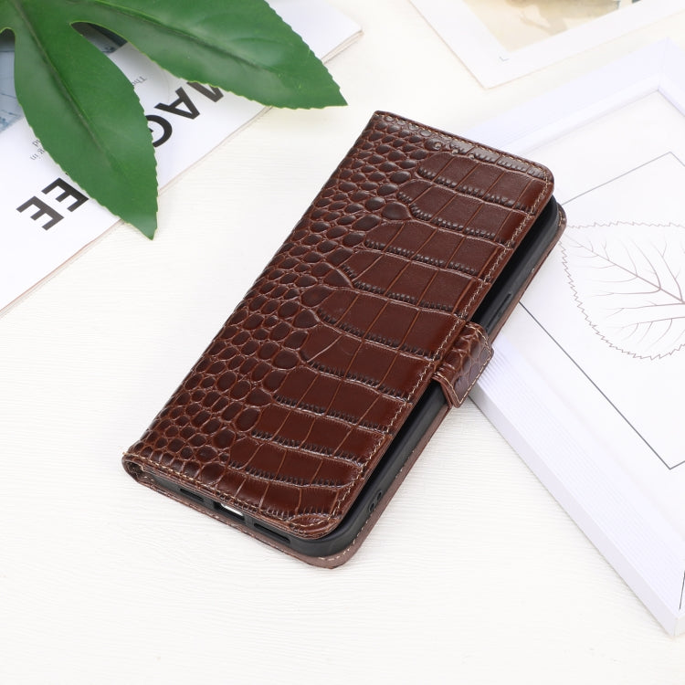 For Motorola Moto G04 / G24 Crocodile Top Layer Cowhide Leather Phone Case(Brown) - Motorola Cases by PMC TechLife | Online Shopping South Africa | PMC TechLife | Buy Now Pay Later Mobicred
