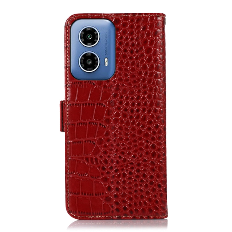 For Motorola Moto G34 Crocodile Top Layer Cowhide Leather Phone Case(Red) - Motorola Cases by PMC TechLife | Online Shopping South Africa | PMC TechLife | Buy Now Pay Later Mobicred