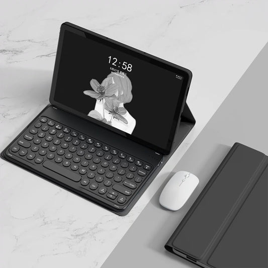 For Lenovo Tab M10 Plus 10.6 3rd Gen 2022 YM-LX106 Round Key Detachable Bluetooth Tablet Keyboard Leather Case with Mouse(Black) - Lenovo Keyboard by PMC Jewellery | Online Shopping South Africa | PMC Jewellery