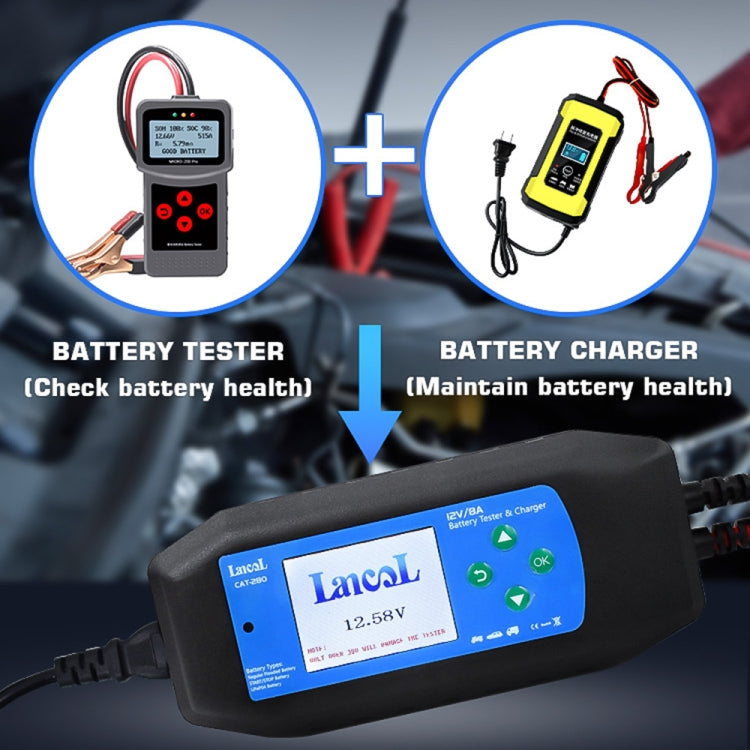 CAT-280 2 in 1 Car Battery Charger & Color Screen Battery Tester - Electronic Test by PMC Jewellery | Online Shopping South Africa | PMC Jewellery | Buy Now Pay Later Mobicred