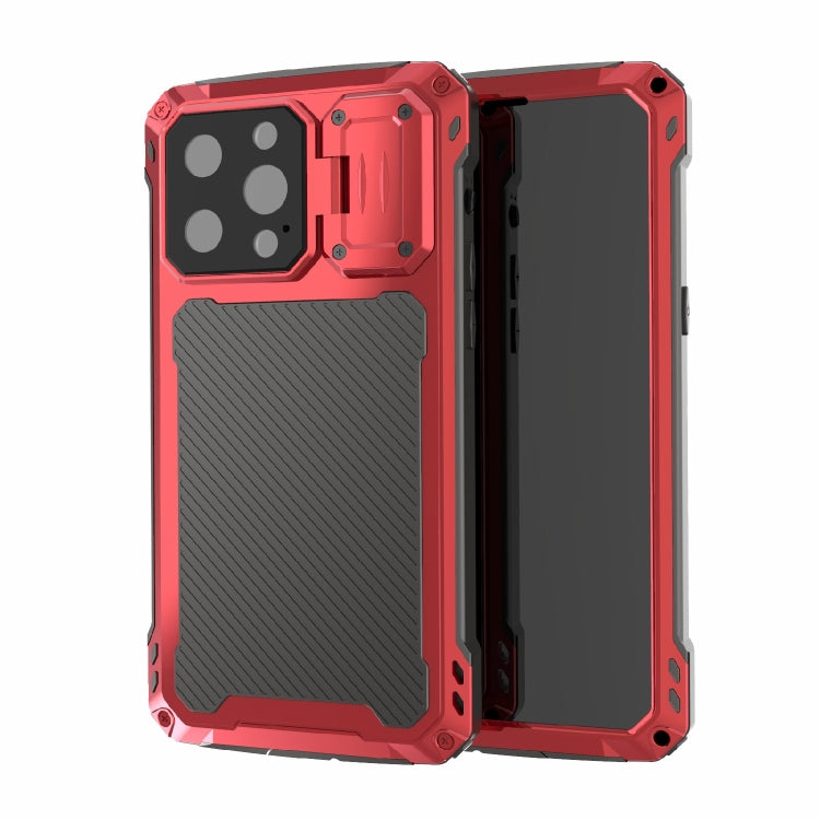 For iPhone 14 Pro RedPepper Silver Shield Series All-inclusive Lens Metal Phone Case(Red) - free shipping - PMc TechLife - Order now!