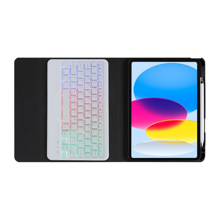 For iPad 10th Gen 10.9 2022 B10S Triangle Holder Three-color Backlight Bluetooth Keyboard Leather Case(Rainbow) - Universal by PMC Jewellery | Online Shopping South Africa | PMC Jewellery