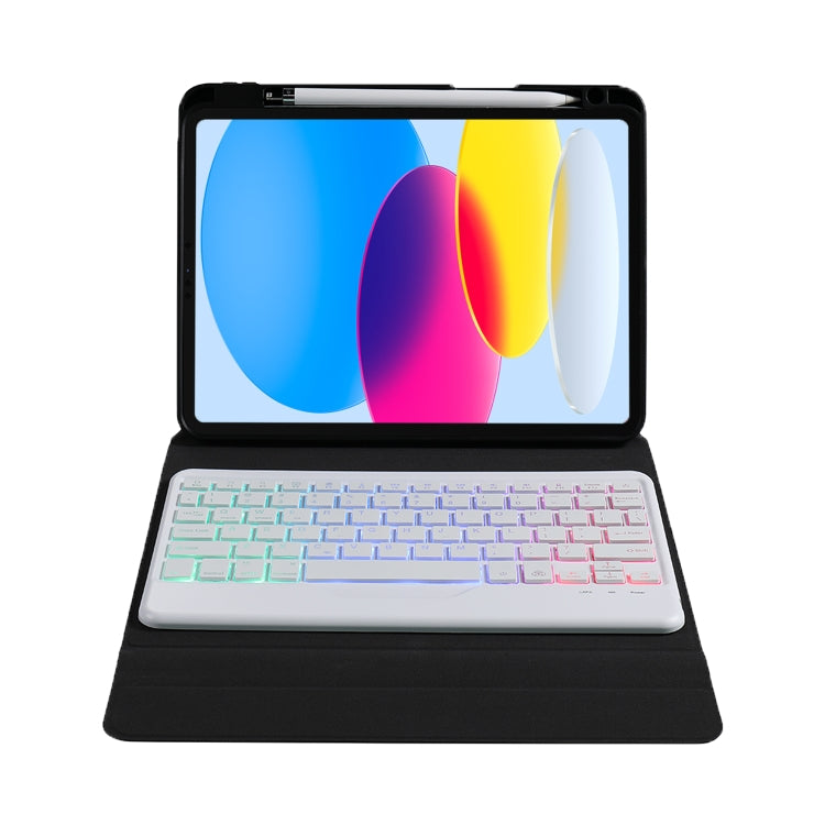 For iPad 10th Gen 10.9 2022 B10S Triangle Holder Three-color Backlight Bluetooth Keyboard Leather Case(Rainbow) - Universal by PMC Jewellery | Online Shopping South Africa | PMC Jewellery