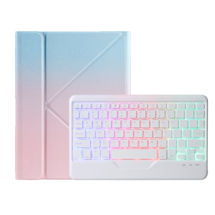 For iPad 2025 / 2022 B10S Triangle Holder Three-color Backlight Bluetooth Keyboard Leather Case(Blue Pink) - Universal by PMC TechLife | Online Shopping South Africa | PMC TechLife | Buy Now Pay Later Mobicred