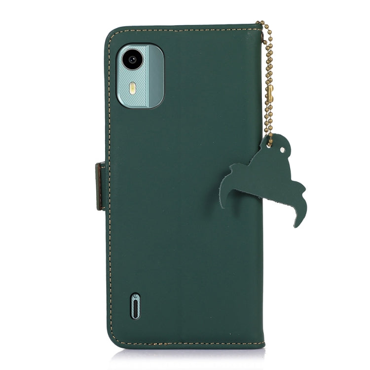 For Nokia C12 4G Genuine Leather Magnetic RFID Leather Phone Case(Green) - Nokia Cases by PMC TechLife | Online Shopping South Africa | PMC TechLife | Buy Now Pay Later Mobicred
