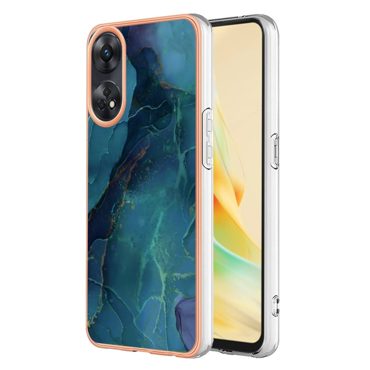 For OPPO Reno 8T 4G Electroplating Marble Dual-side IMD Phone Case(Green 017) - free shipping - PMC TechLife - Order now!