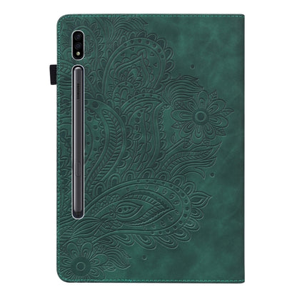 For Samsung Galaxy Tab S9 / S9 FE Peacock Embossed Pattern Leather Tablet Case(Green) - Galaxy Tab S9 Cases by PMC Jewellery | Online Shopping South Africa | PMC Jewellery | Buy Now Pay Later Mobicred