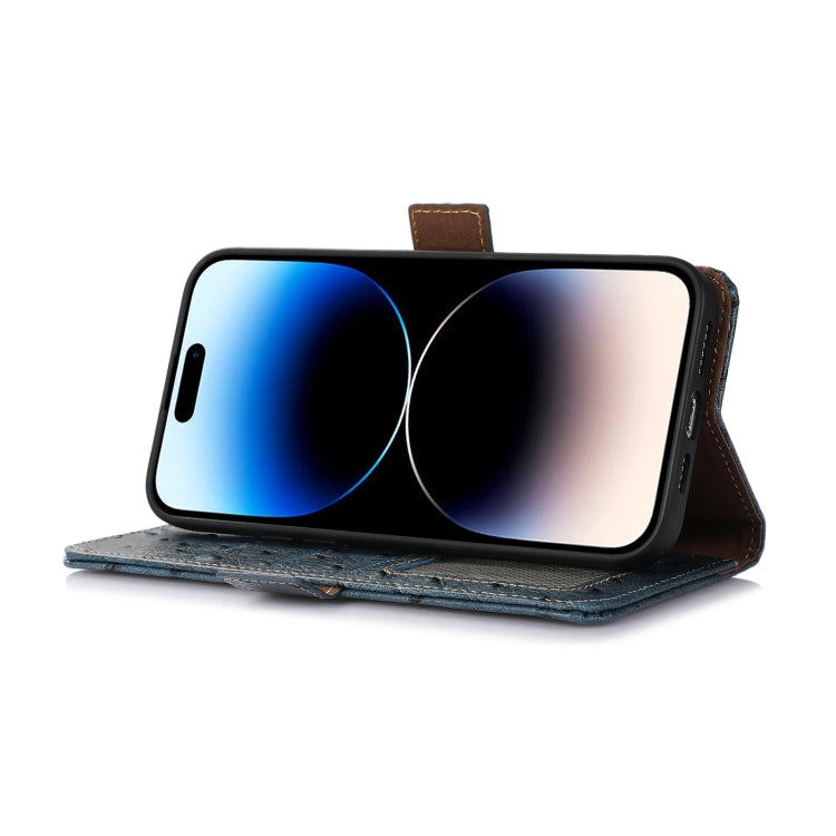 For Honor Magic5 Ostrich Pattern Genuine Leather RFID Phone Case(Blue) - Honor Cases by PMC TechLife | Online Shopping South Africa | PMC TechLife | Buy Now Pay Later Mobicred
