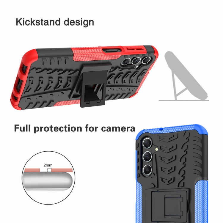 For Samsung Galaxy A24 4G Tire Texture TPU + PC Phone Case with Holder(Blue) - Galaxy Phone Cases by PMC TechLife | Online Shopping South Africa | PMC TechLife