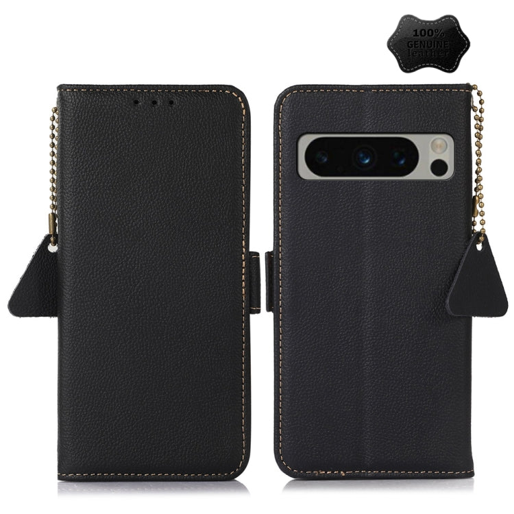 For Google Pixel 8 Pro Side-Magnetic TJ Genuine Leather RFID Phone Case(Black) - Google Cases by PMC TechLife | Online Shopping South Africa | PMC TechLife | Buy Now Pay Later Mobicred