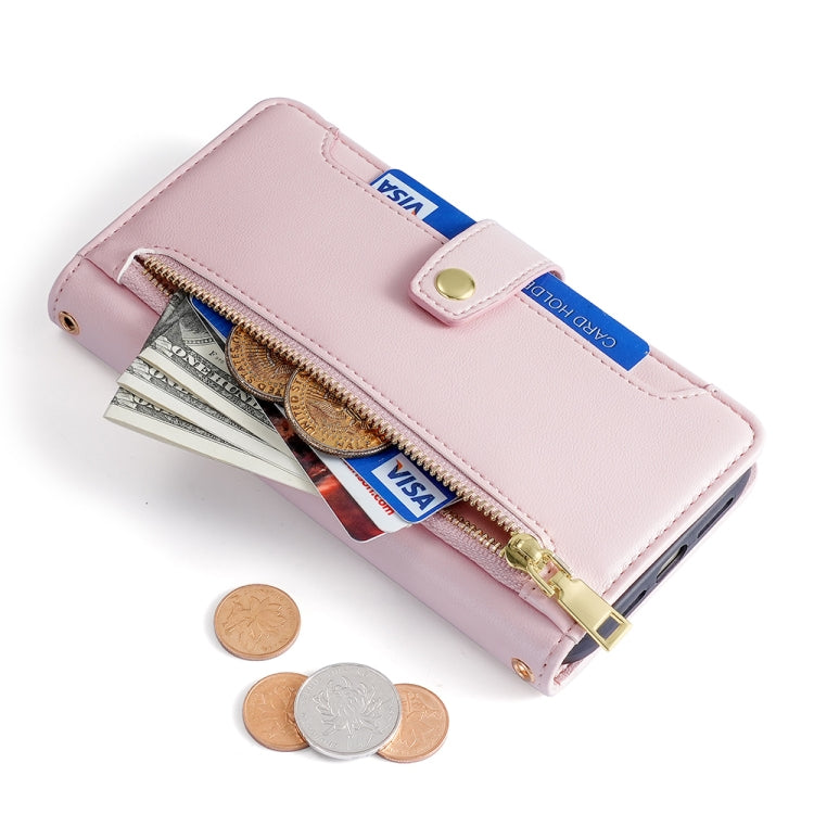 For Tecno Pop 6 Pro Sheep Texture Cross-body Zipper Wallet Leather Phone Case(Pink) - free shipping - PMC TechLife - Order now!