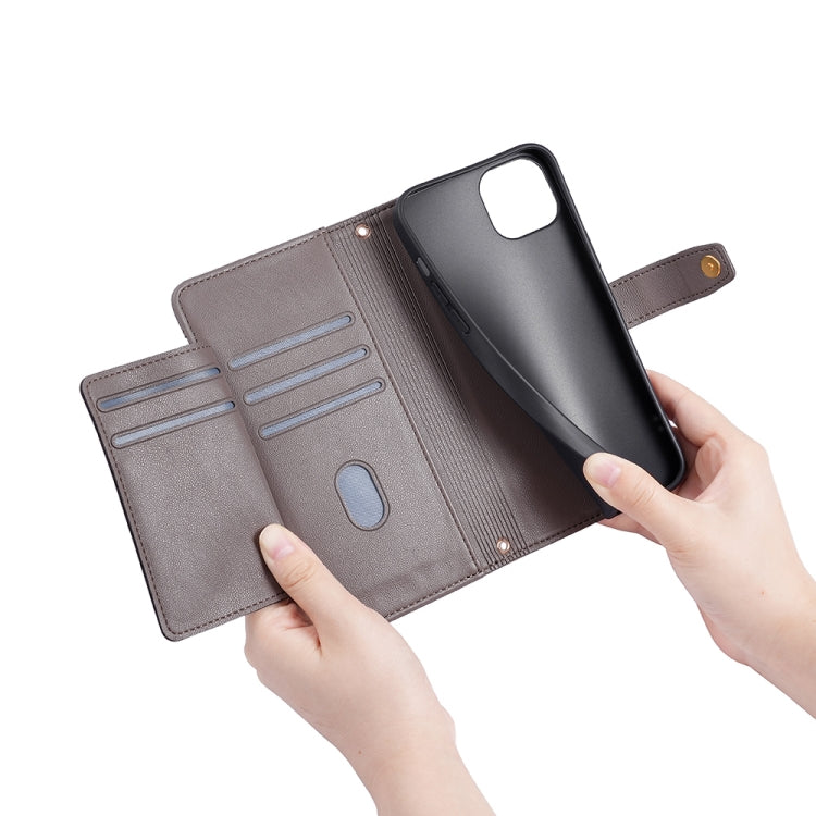 For Huawei P60 / P60 Pro Sheep Texture Cross-body Zipper Wallet Leather Phone Case(Grey) - Huawei Cases by PMC TechLife | Online Shopping South Africa | PMC TechLife | Buy Now Pay Later Mobicred