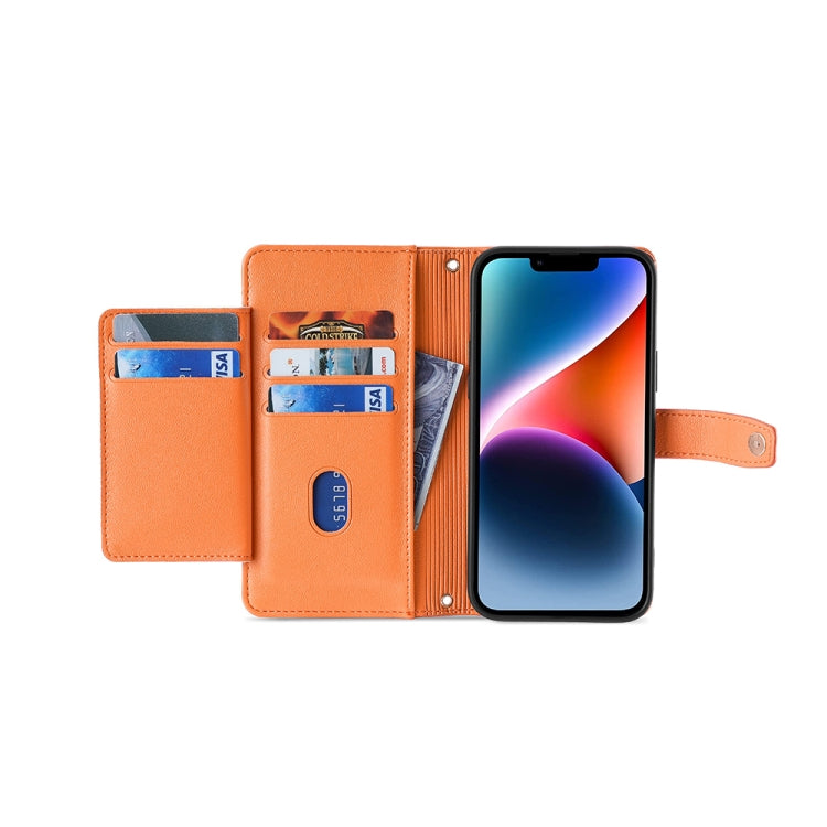 For Honor Magic5 Sheep Texture Cross-body Zipper Wallet Leather Phone Case(Orange) - Honor Cases by PMC TechLife | Online Shopping South Africa | PMC TechLife | Buy Now Pay Later Mobicred