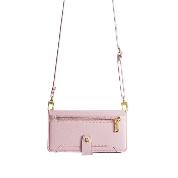 For Honor Magic5 Pro Sheep Texture Cross-body Zipper Wallet Leather Phone Case(Pink) - Honor Cases by PMC TechLife | Online Shopping South Africa | PMC TechLife | Buy Now Pay Later Mobicred