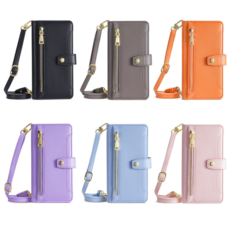 For Honor X5 4G Sheep Texture Cross-body Zipper Wallet Leather Phone Case(Blue) - Honor Cases by PMC TechLife | Online Shopping South Africa | PMC TechLife | Buy Now Pay Later Mobicred