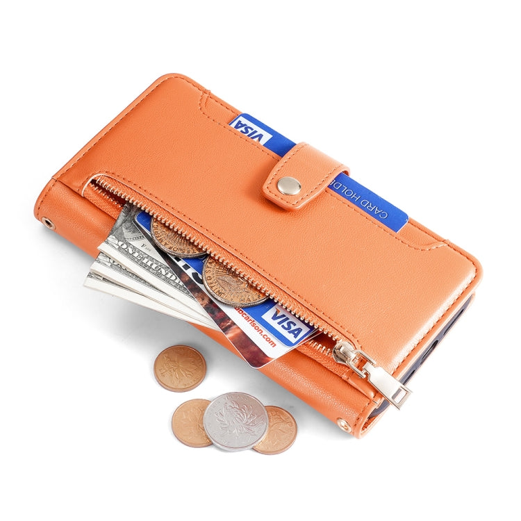 For Honor X40 Sheep Texture Cross-body Zipper Wallet Leather Phone Case(Orange) - Honor Cases by PMC TechLife | Online Shopping South Africa | PMC TechLife | Buy Now Pay Later Mobicred