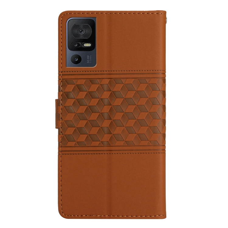 For TCL 40 SE Diamond Embossed Skin Feel Leather Phone Case with Lanyard(Brown) - More Brand by PMC Jewellery | Online Shopping South Africa | PMC Jewellery | Buy Now Pay Later Mobicred