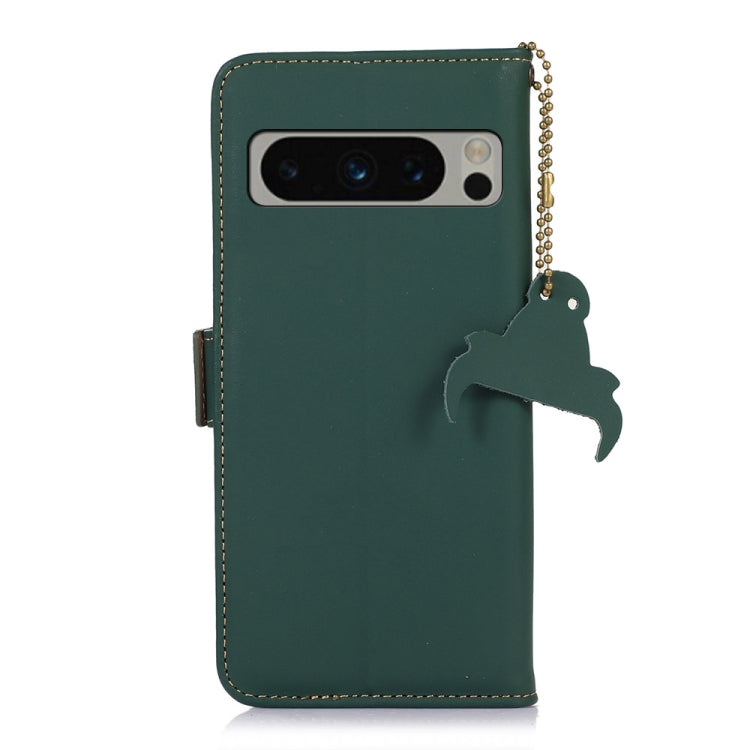 For Google Pixel 8 Pro Genuine Leather Magnetic RFID Leather Phone Case(Green) - Google Cases by PMC TechLife | Online Shopping South Africa | PMC TechLife | Buy Now Pay Later Mobicred