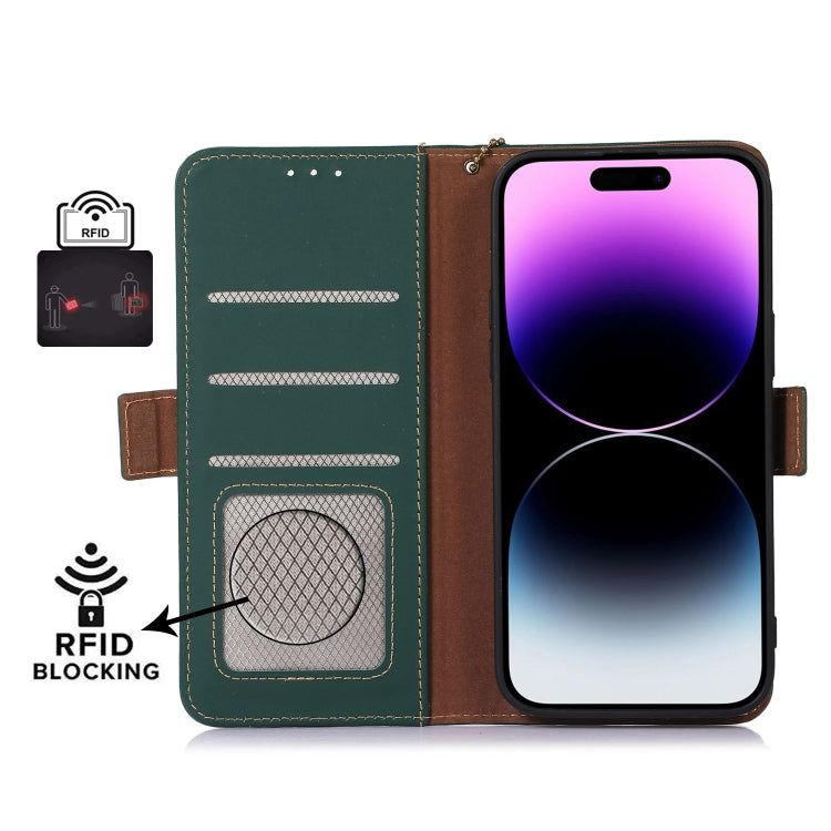 For Google Pixel 8 Pro Genuine Leather Magnetic RFID Leather Phone Case(Green) - Google Cases by PMC TechLife | Online Shopping South Africa | PMC TechLife | Buy Now Pay Later Mobicred