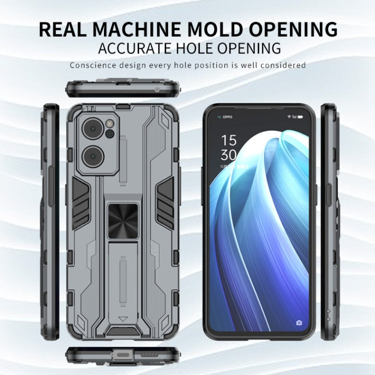 For OPP Reno7 5G Supersonic PC + TPU Shock-proof Protective Phone Case with Holder(Blue) - OPPO Cases by PMC Jewellery | Online Shopping South Africa | PMC Jewellery | Buy Now Pay Later Mobicred