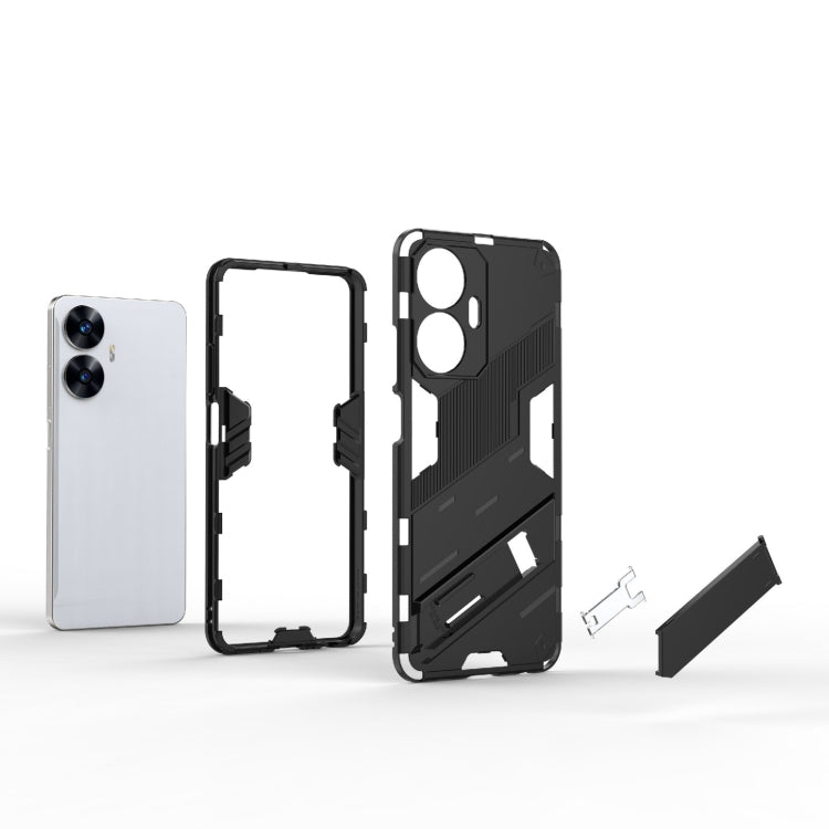 For Realme C55 Punk Armor 2 in 1 PC + TPU Shockproof Phone Case with Invisible Holder(Black) - Realme Cases by PMC TechLife | Online Shopping South Africa | PMC TechLife | Buy Now Pay Later Mobicred