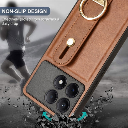 For Xiaomi Redmi K70/K70 Pro Wristband Leather Back Phone Case(Brown) - K70 Pro Cases by PMC Jewellery | Online Shopping South Africa | PMC Jewellery | Buy Now Pay Later Mobicred