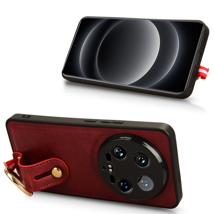 For Xiaomi 14 Ultra Wristband Leather Back Phone Case(Red) - free shipping - PMC TechLife - Order now!