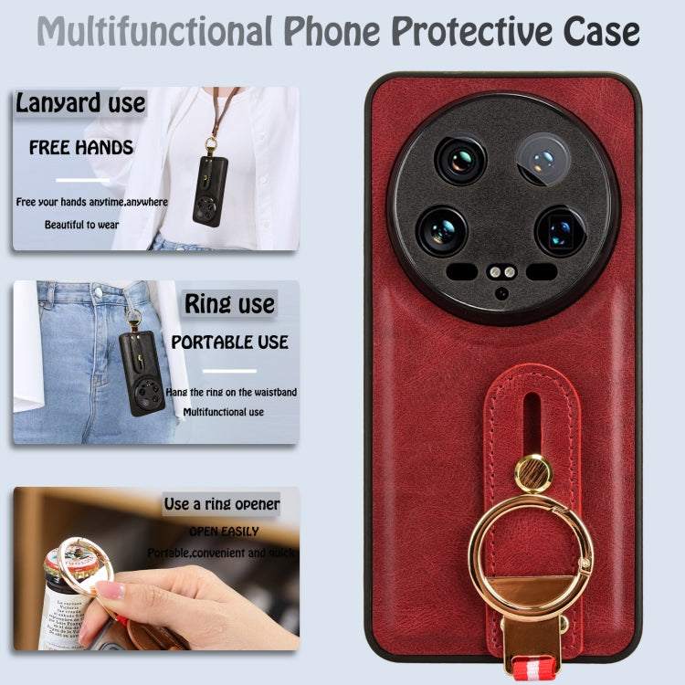 For Xiaomi 14 Ultra Wristband Leather Back Phone Case(Red) - free shipping - PMC TechLife - Order now!
