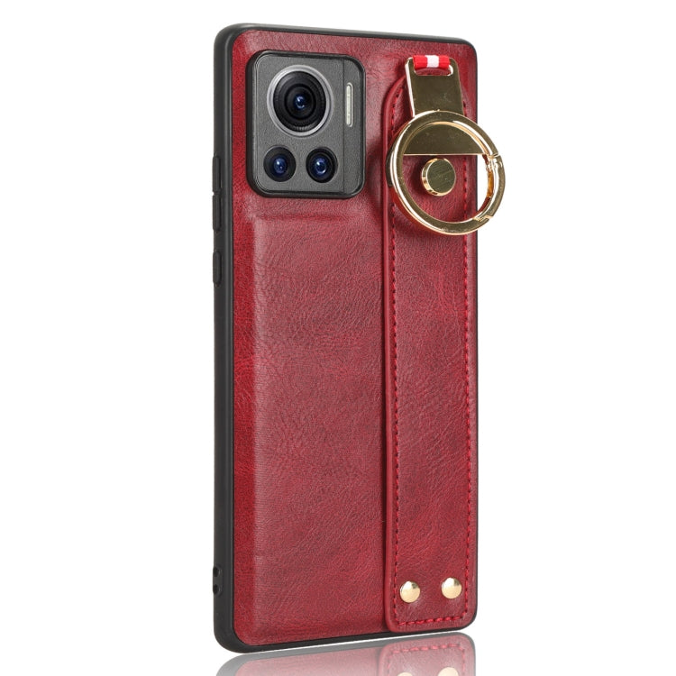 For Motorola Edge 30 Ultra Wristband Leather Back Phone Case(Red) - Motorola Cases by PMC Jewellery | Online Shopping South Africa | PMC Jewellery